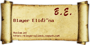 Blayer Eliána névjegykártya